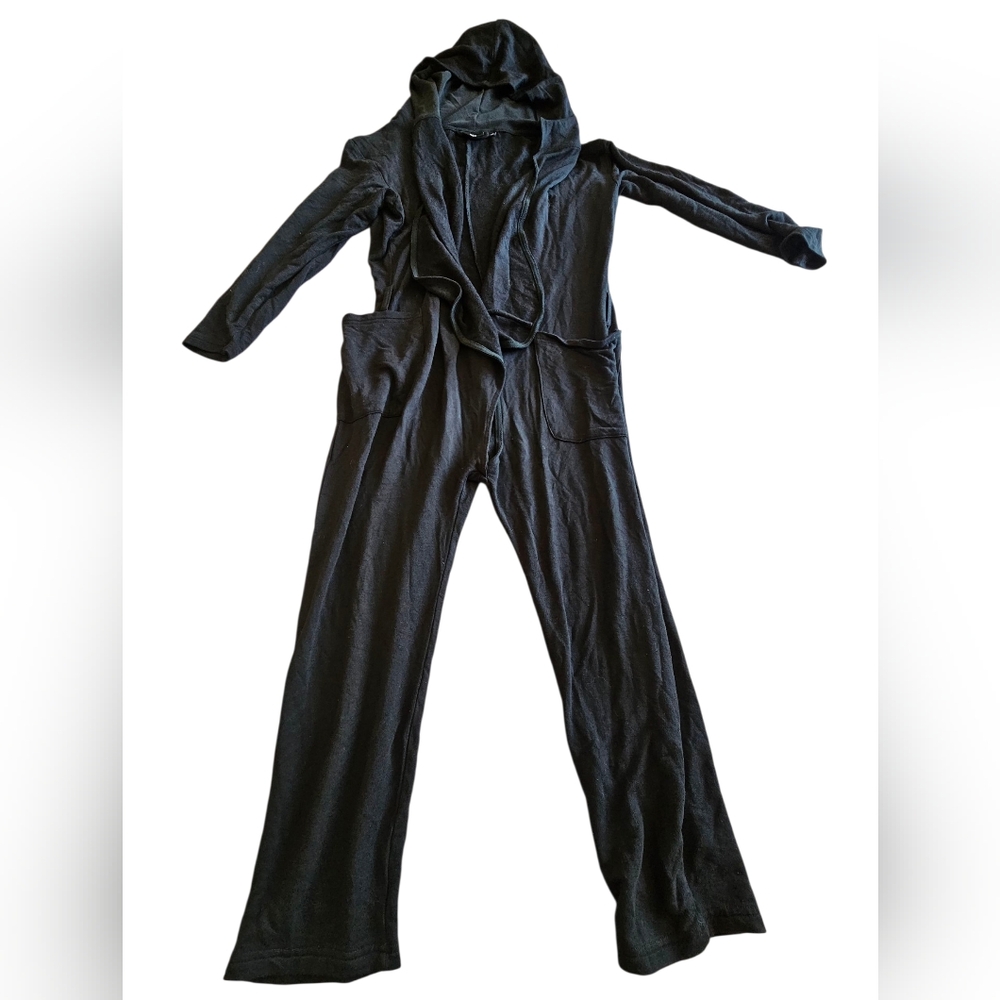 OnePiece Norway Bamboo Yarn Black Hooded Cozy‎ Loungewear Jumpsuit Sz XS
